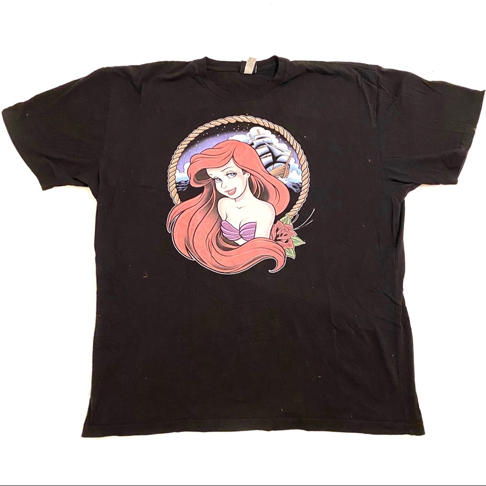 Vintage Little mermaid logo black t-shirt tee